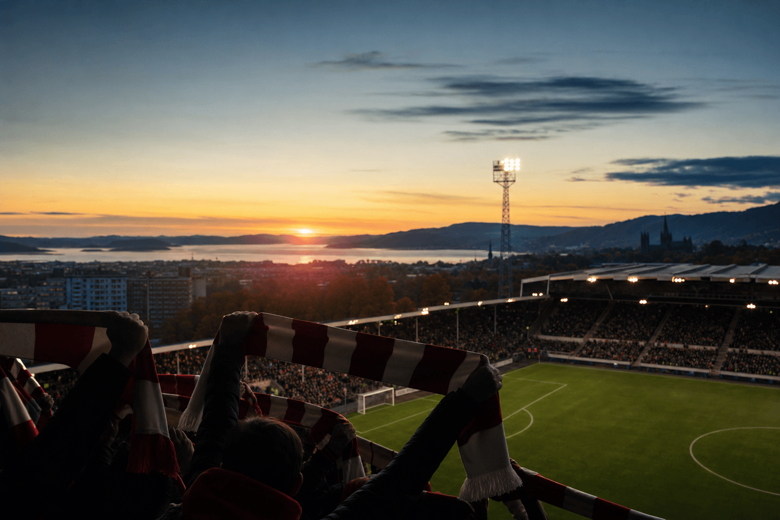 Lerkendal Stadion in Trondheim on a Friday-night kickoff
